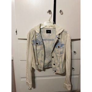 UO jean jacket with built in hoodie